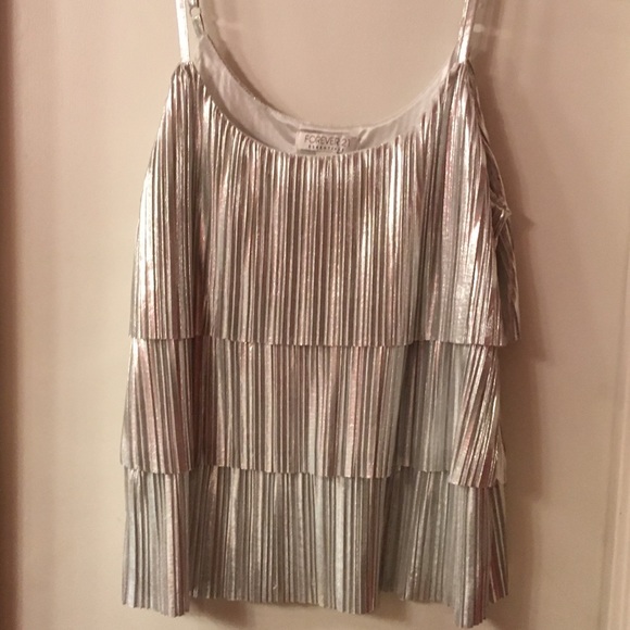 Sparkling Silver Forever 21 Tiered Top! - Picture 2 of 6